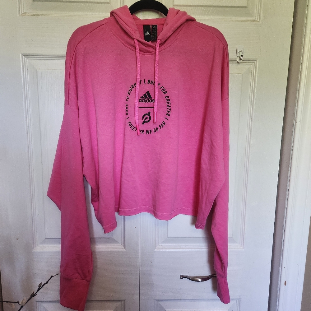 Adidas Cropped Oversized Hoodie XL 20/22 Pink Athleisure Street Style - Picture 5 of 12